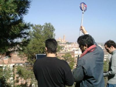 Testing with cantenna pointing at La Seu Vella